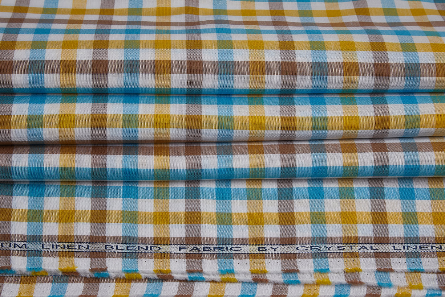 Linen Cotton Blend, Yarn Dyed Checks, Plain,White And Blue Yellow and BrownMen And Women, Unstitched Shirting Or Top Fabric