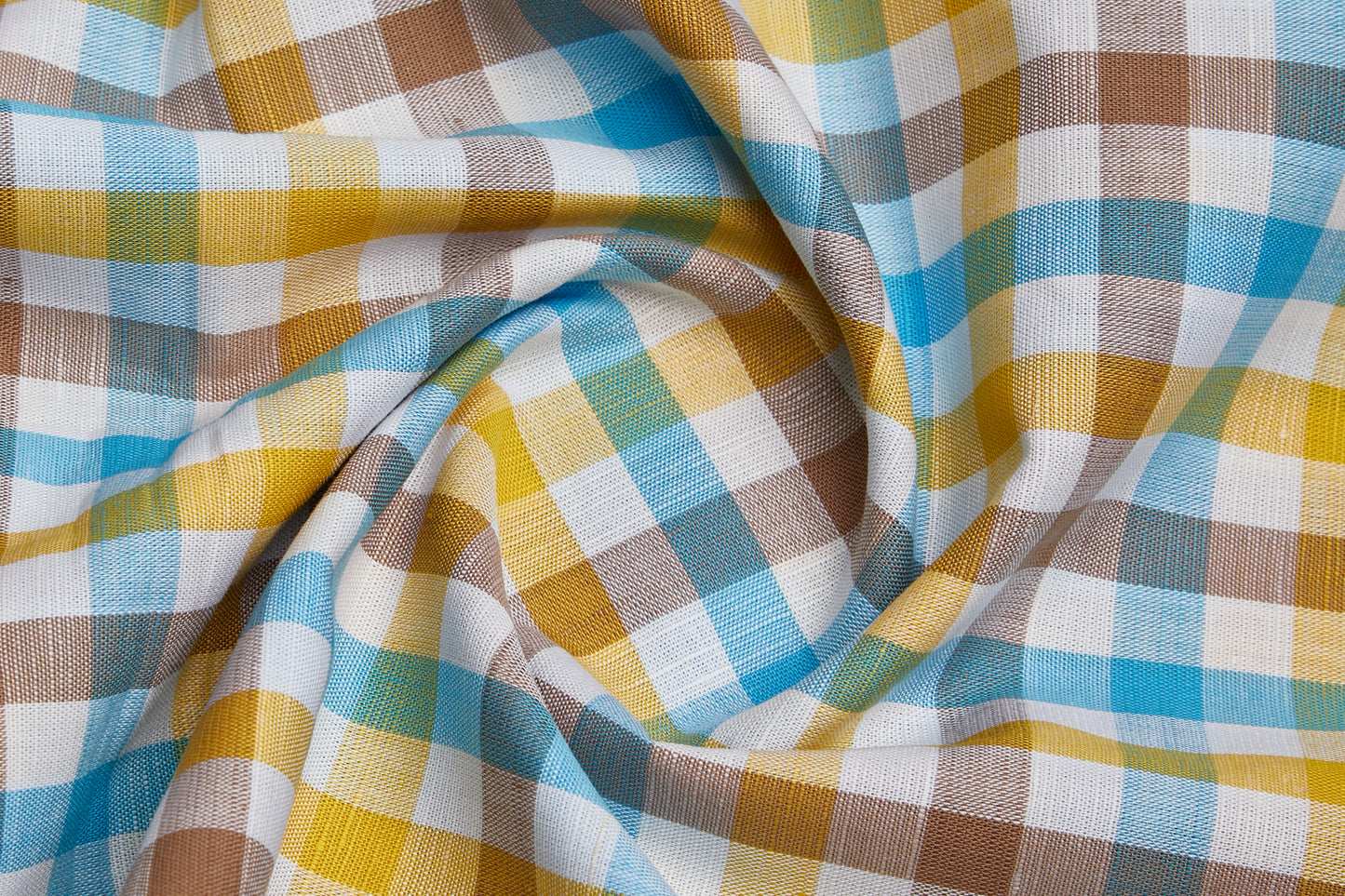 Linen Cotton Blend, Yarn Dyed Checks, Plain,White And Blue Yellow and BrownMen And Women, Unstitched Shirting Or Top Fabric