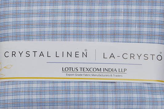 Linen Cotton Blend, Yarn Dyed Checks, Plain,White And And BlueMen And Women, Unstitched Shirting Or Top Fabric