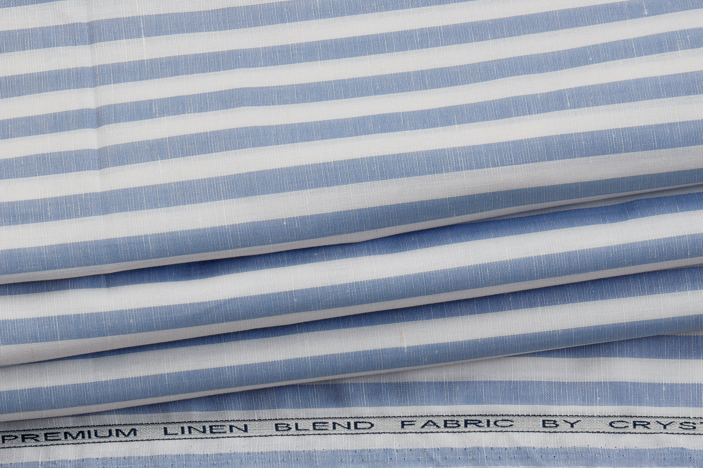 Linen Cotton Blend, Yarn Dyed Stripe, Plain,White And BlueMen And Women, Unstitched Shirting Or Top Fabric