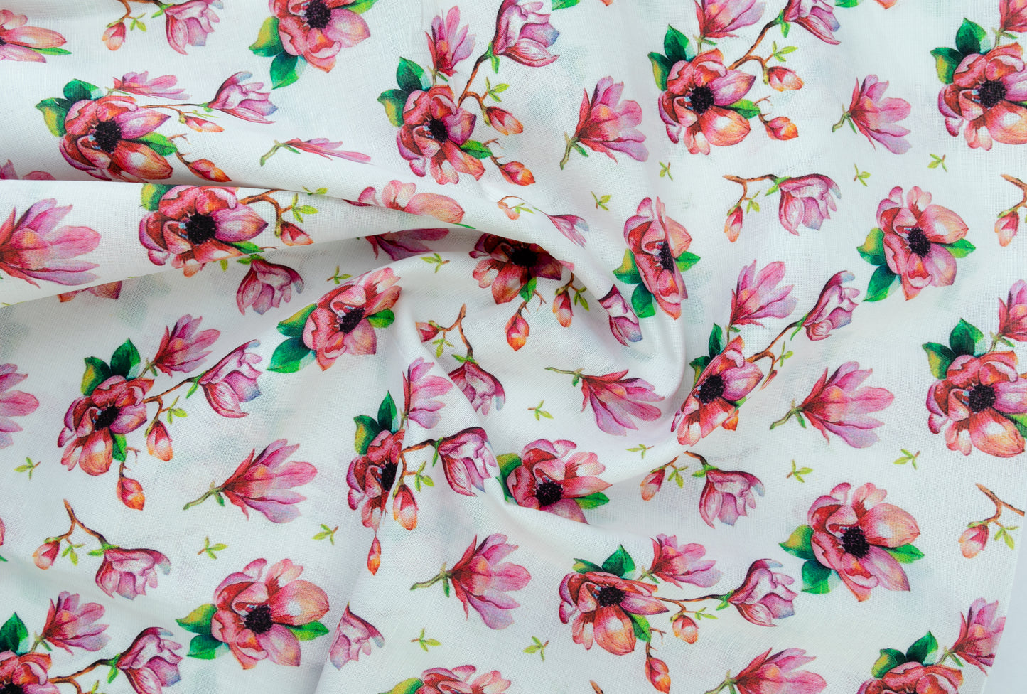 Linen Cotton Blend,Digital Print,Plain,White And Multi Colour Floral, Men And Women, Unstitched Shirting Or Top Fabric