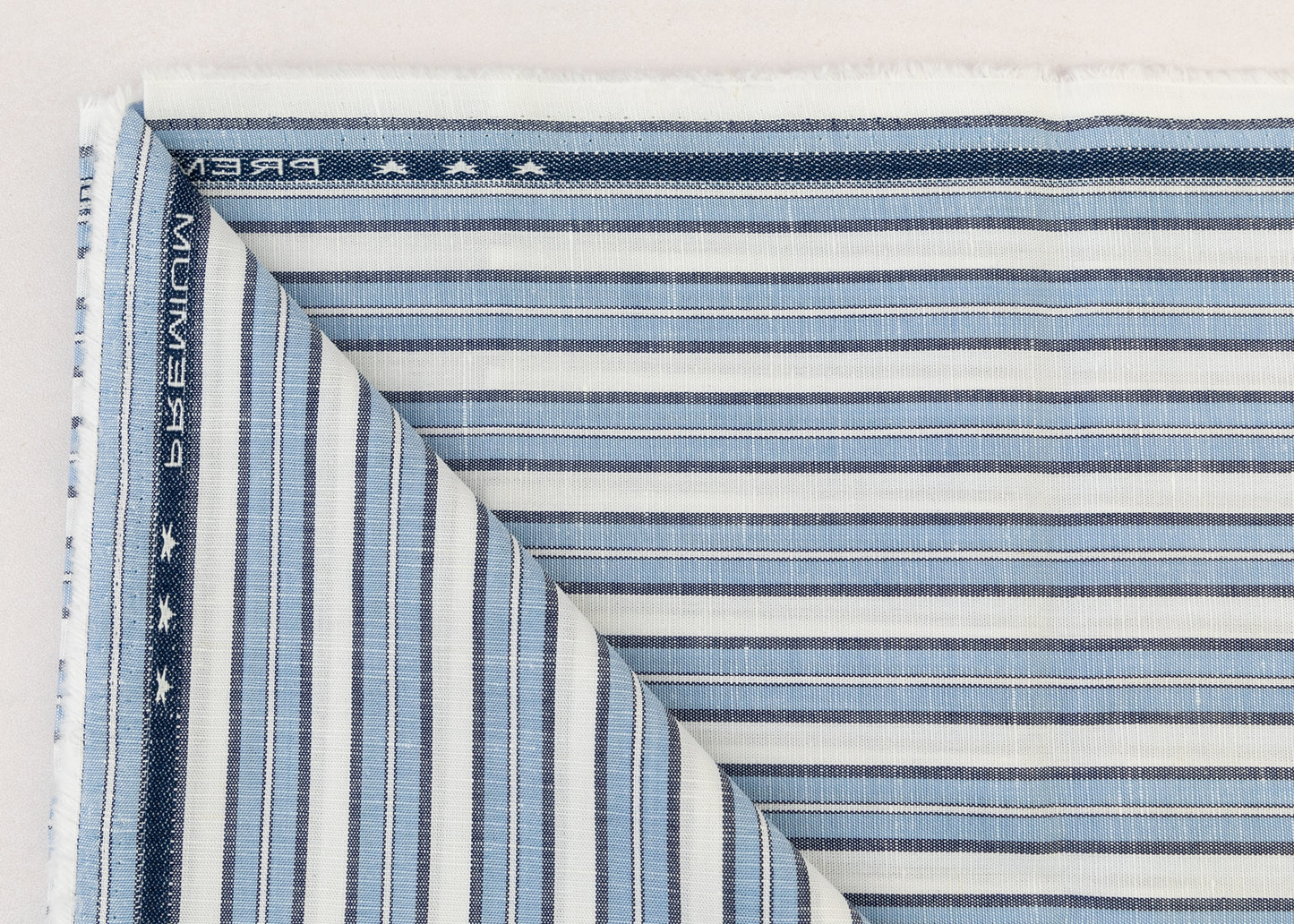 Linen Cotton Blend, Yarn Dyed, Plain,Blue And White R792, Men And Women, Unstitched Shirting Or Top Fabric