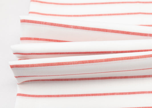 Linen Cotton Blend, Yarn Dyed, Plain,White And Red, Men And Women, Unstitched Shirting Or Top Fabric