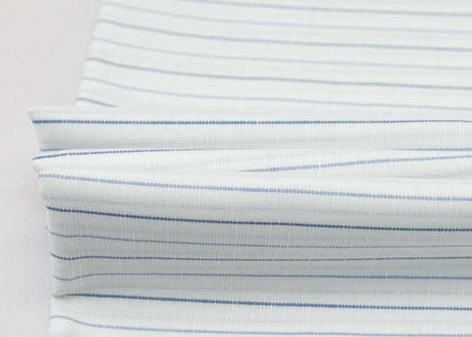 Linen Cotton Blend, Yarn Dyed, Plain,White And Blue And Sky Blue, Men And Women, Unstitched Shirting Or Top Fabric