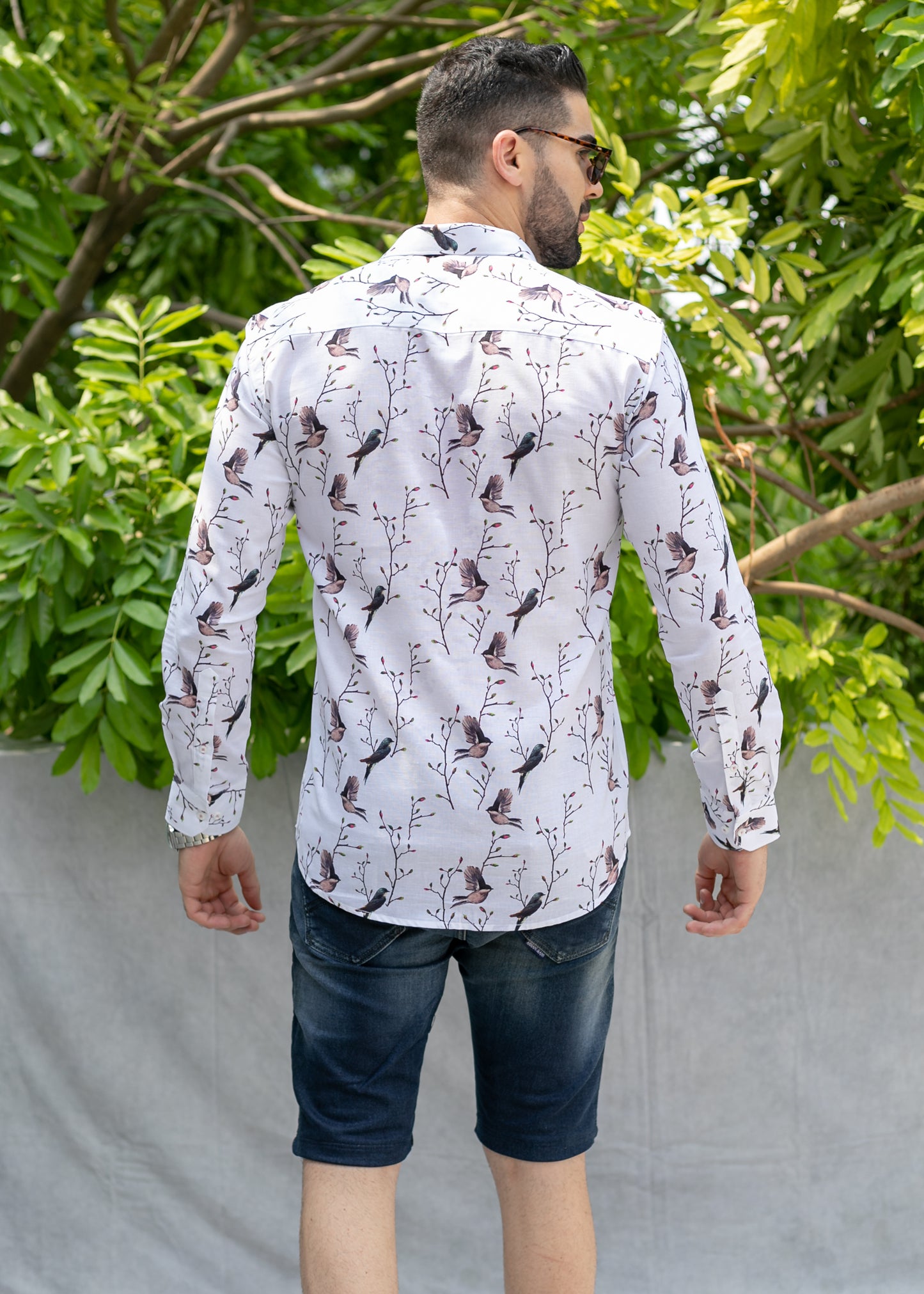 Linen Cotton Blend,Digital Print,Plain, Full Sleeves,Semi Slim Fit,White And Multi Colour Floral, Men,Shirt