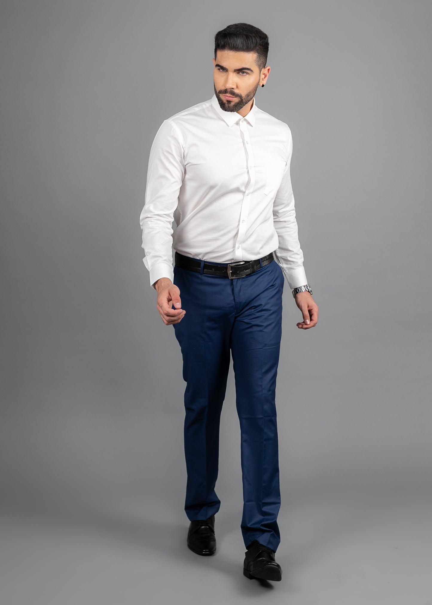 100% Cotton,Bleach White,Dobby or Plain, Full Sleeves,Semi Slim Fit,Premium White, Men,Shirt