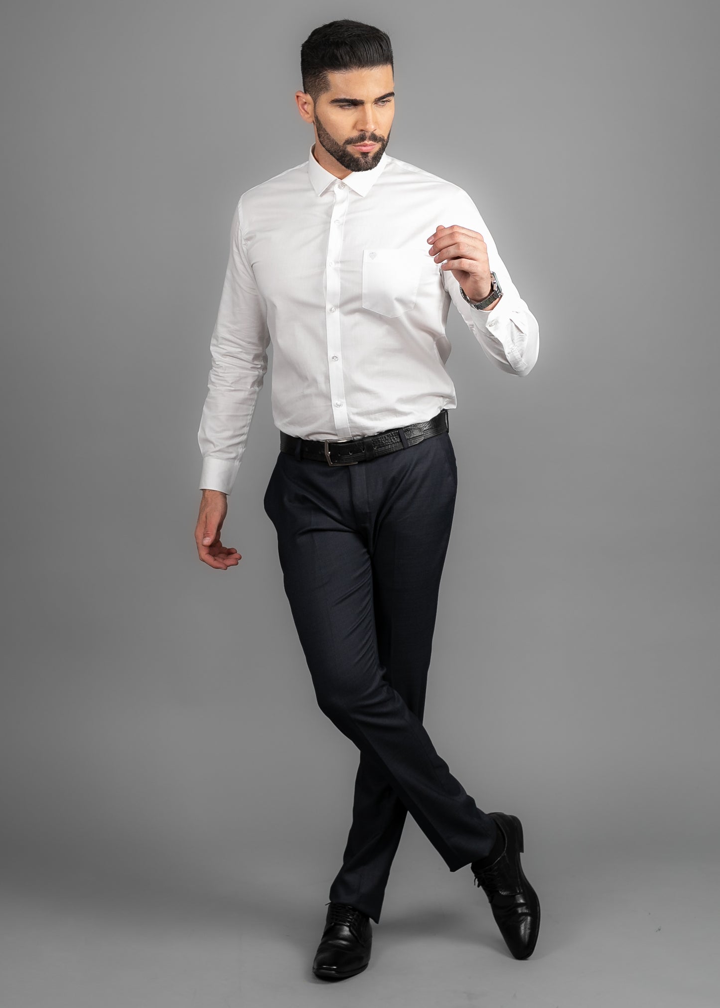 100% Cotton,Bleach White,Dobby or Plain, Full Sleeves,Semi Slim Fit,Premium White, Men,Shirt