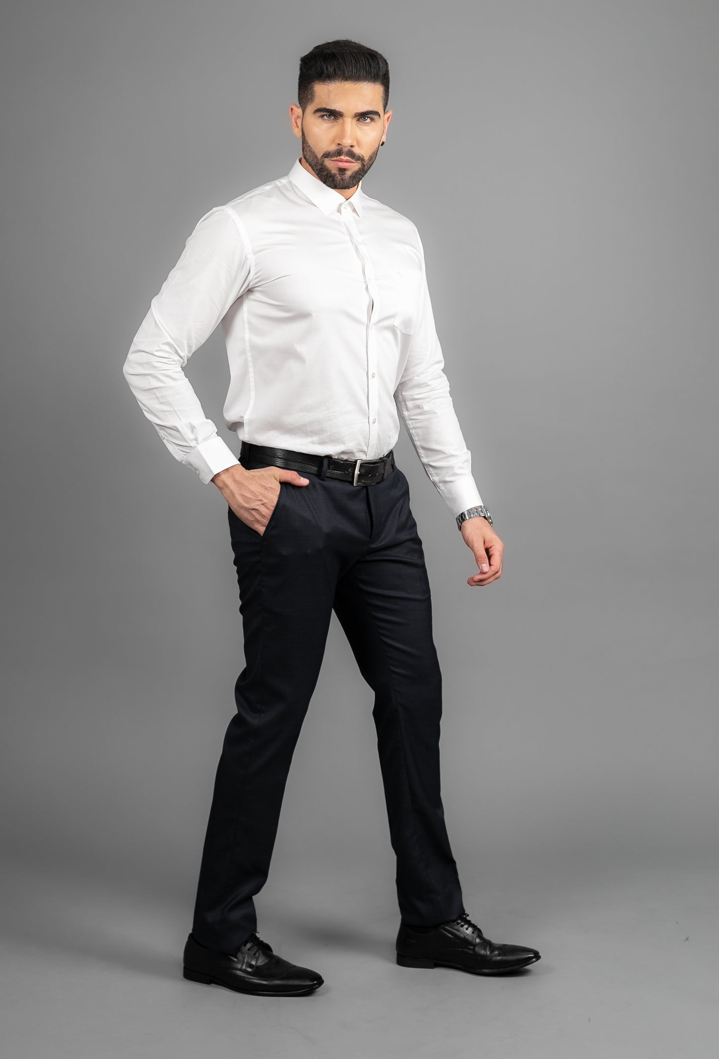 100% Cotton,Bleach White,Dobby or Plain, Full Sleeves,Semi Slim Fit,Premium White, Men,Shirt