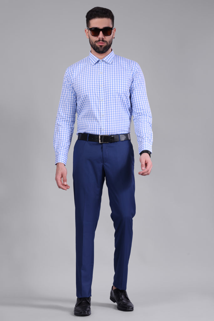 100% Cotton, Yarn Dyed, Plain, Full Sleeves,Semi Slim Fit,Blue And White Cotton, Men,Shirt