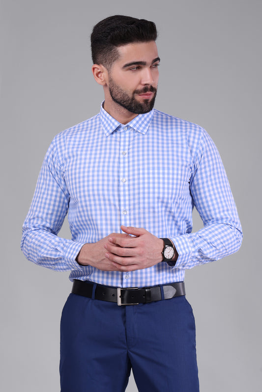 100% Cotton, Yarn Dyed, Plain, Full Sleeves,Semi Slim Fit,Blue And White Cotton, Men,Shirt
