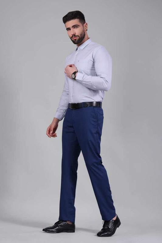 100% Cotton,  Yarn Dyed, Dobby, Full Sleeves,Semi Slim Fit,Water Blue And White, Men,Shirt