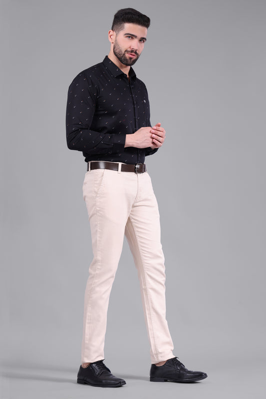 100% Cotton, Yarn Dyed, Plain, Full Sleeves,Semi Slim Fit,Black, Men,Shirt