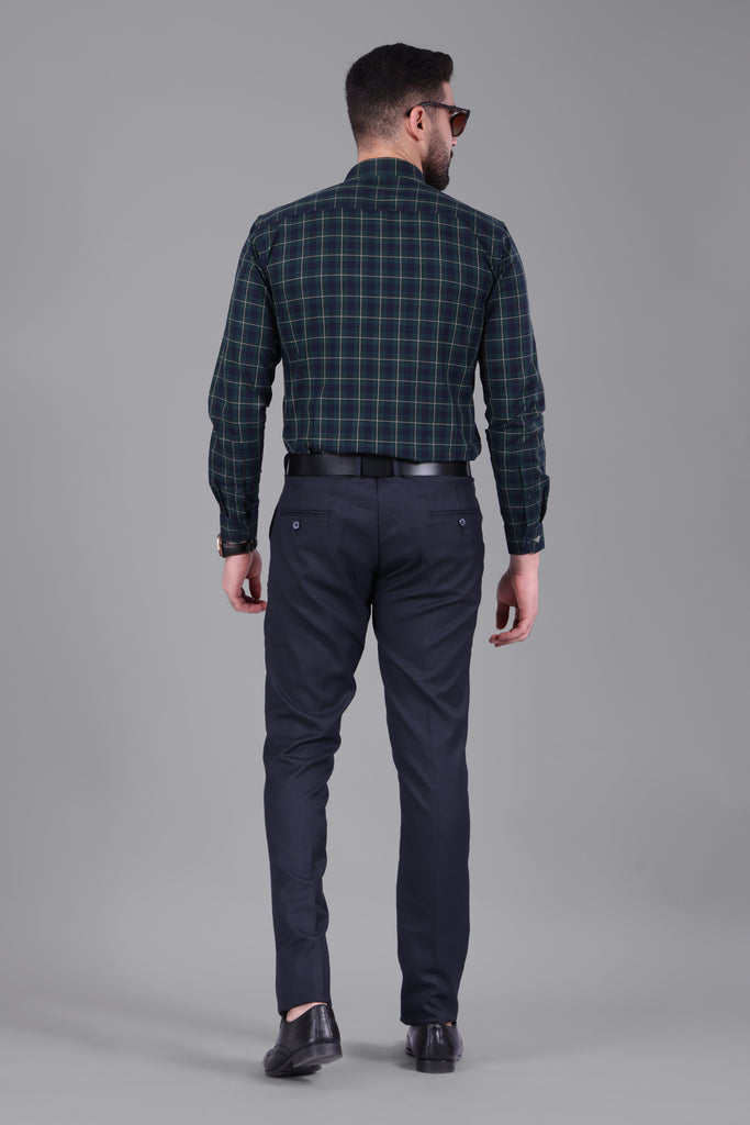 100% Cotton, Yarn Dyed, Plain, Full Sleeves,Semi Slim Fit,Dark Green And Blue, Men,Shirt