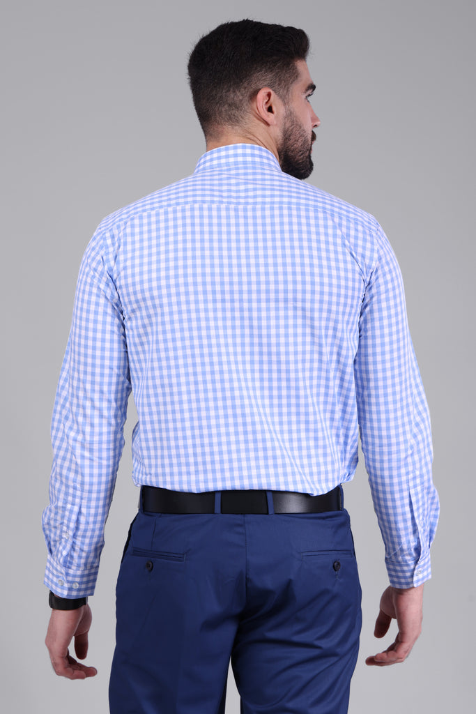 100% Cotton, Yarn Dyed, Plain, Full Sleeves,Semi Slim Fit,Blue And White Cotton, Men,Shirt