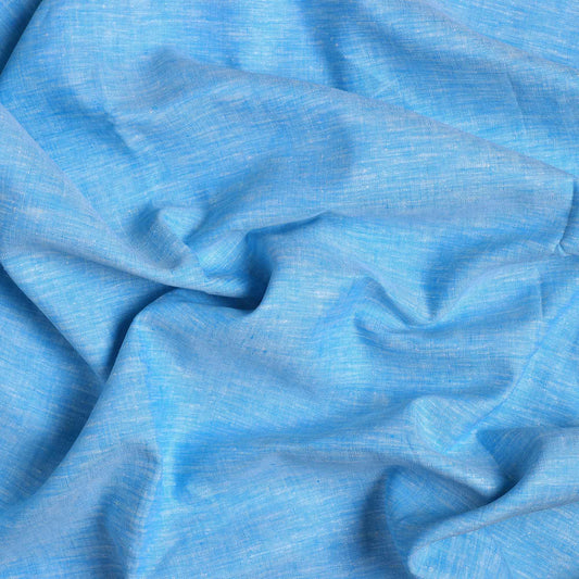 100% Linen, Yarn Dyed, Plain,Dark Sky Blue, Men And Women, Unstitched Shirting Or Top Fabric