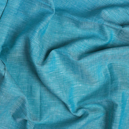 100% Linen, Yarn Dyed, Plain,Dark Turq Linen, Men And Women, Unstitched Shirting Or Top Fabric