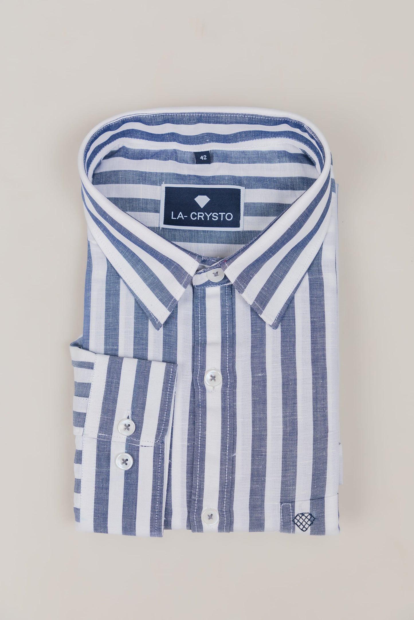 White And Blue Linen Shirt