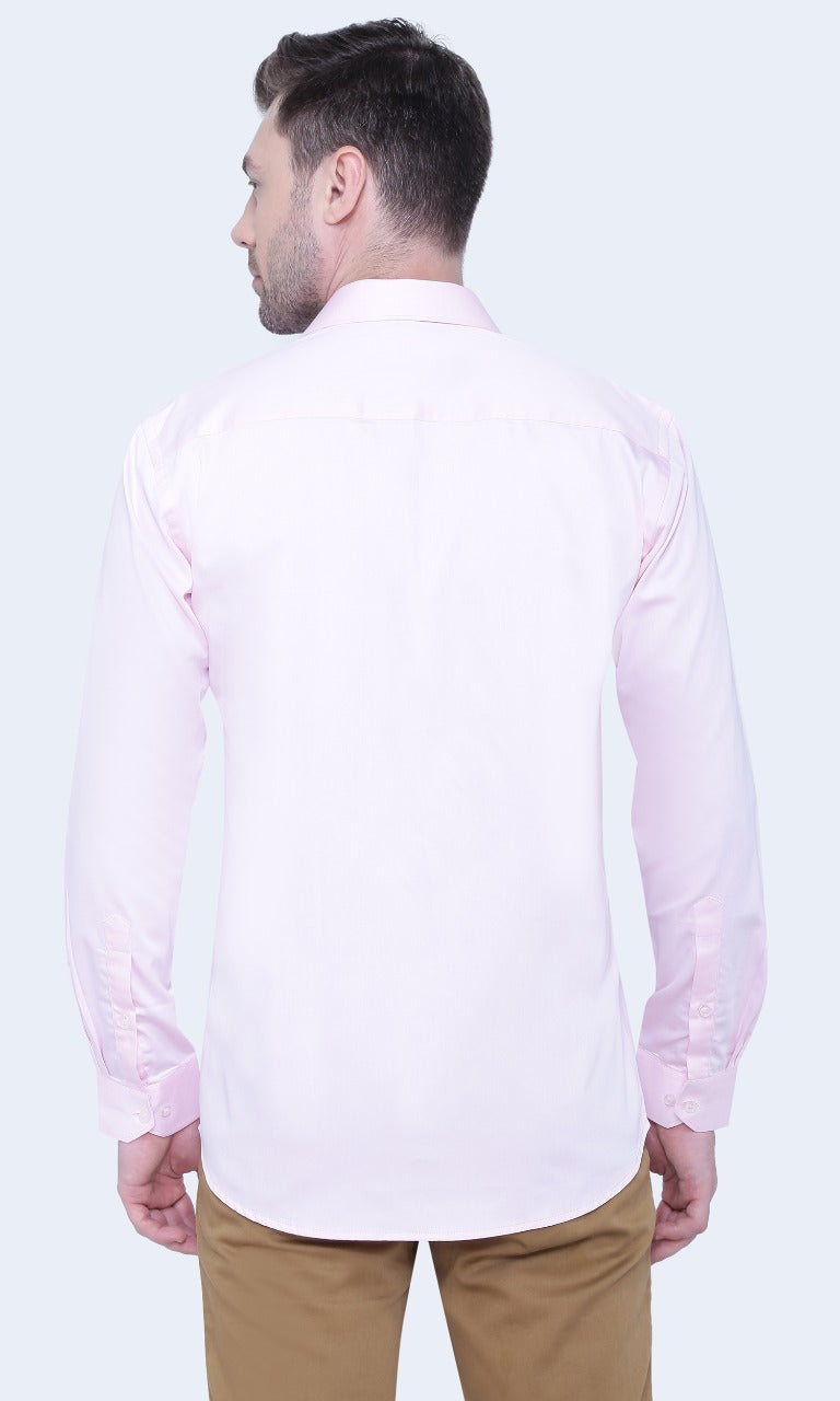 100% Cotton, Yarn Dyed, Dobby, Full Sleeves,Semi Slim Fit,Baby Pink, Men,Shirt