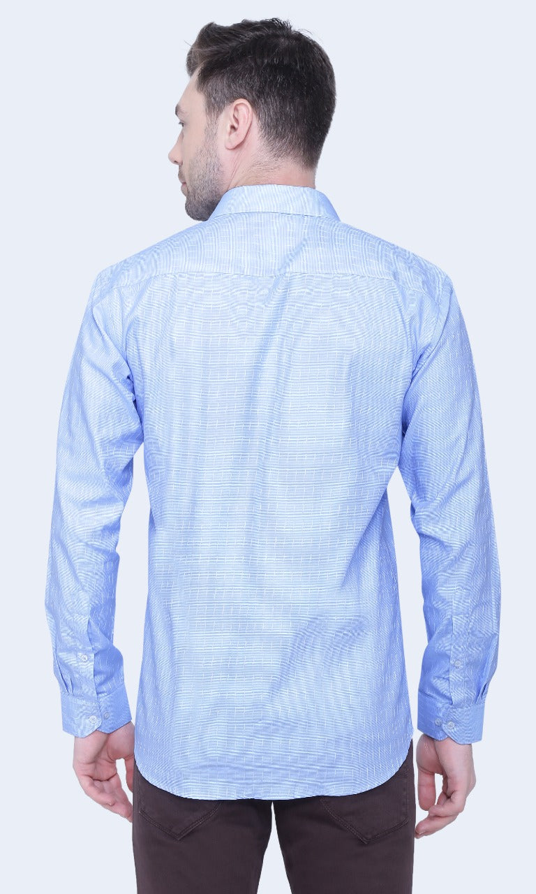 100% Cotton, Yarn Dyed, Dobby, Full Sleeves,Semi Slim Fit,Light Sky Blue, Men,Shirt