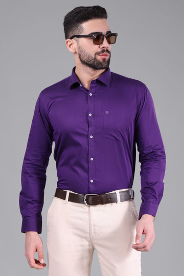 100% Cotton,  Yarn Dyed, Plain, Full Sleeves,Semi Slim Fit,Black & Violet Cotton, Men,Shirt