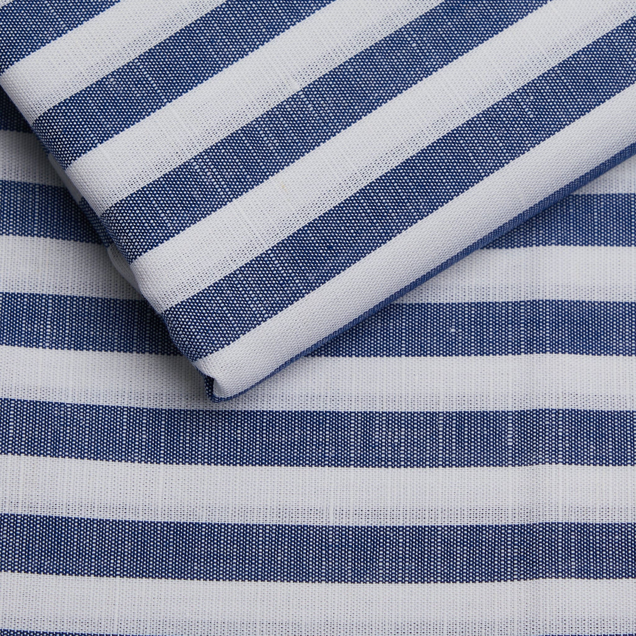 Linen Cotton Blend, Yarn Dyed Stripe, Plain,White And BlueMen And Women, Unstitched Shirting Or Top Fabric