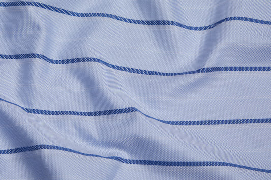 100% Giza Cotton, Yarn Dyed stripes, Dobby,Sky Blue,Men And Women, Unstitched Shirting Or Top Fabric
