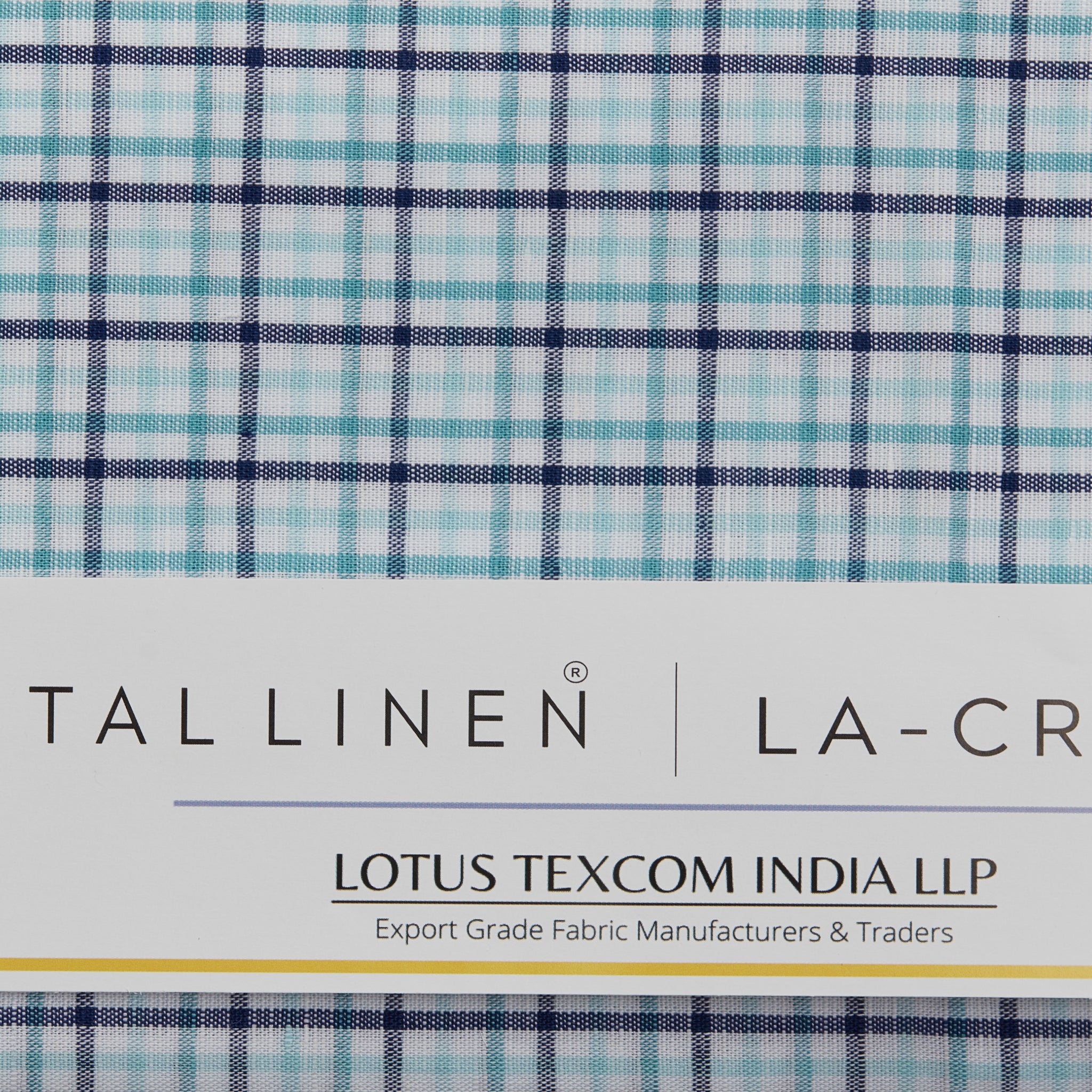 Linen Cotton Blend, Yarn Dyed Checks, Plain,White And Blue And TurqMen And Women, Unstitched Shirting Or Top Fabric