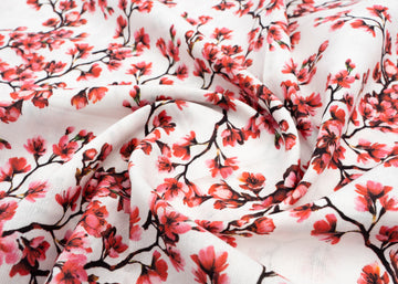 Linen Cotton Blend,Digital Print,Plain,White Red Black Floral, Men And Women, Unstitched Shirting Or Top Fabric