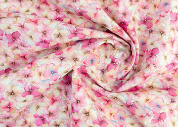 Linen Cotton Blend,Digital Print,Plain,Pink And White Floral, Men And Women, Unstitched Shirting Or Top Fabric