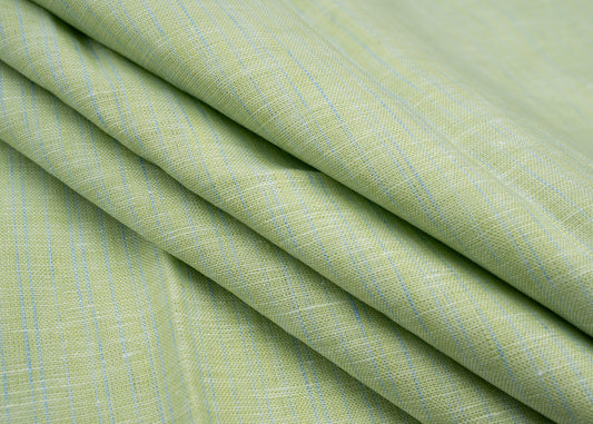 100% Linen, Yarn Dyed, Plain,Parrot Green And Blue, Men And Women, Unstitched Shirting Or Top Fabric