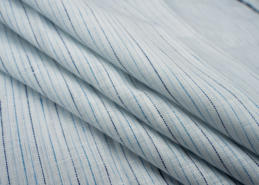 100% Linen, Yarn Dyed, Plain,Water Blue And White And Blue, Men And Women, Unstitched Shirting Or Top Fabric