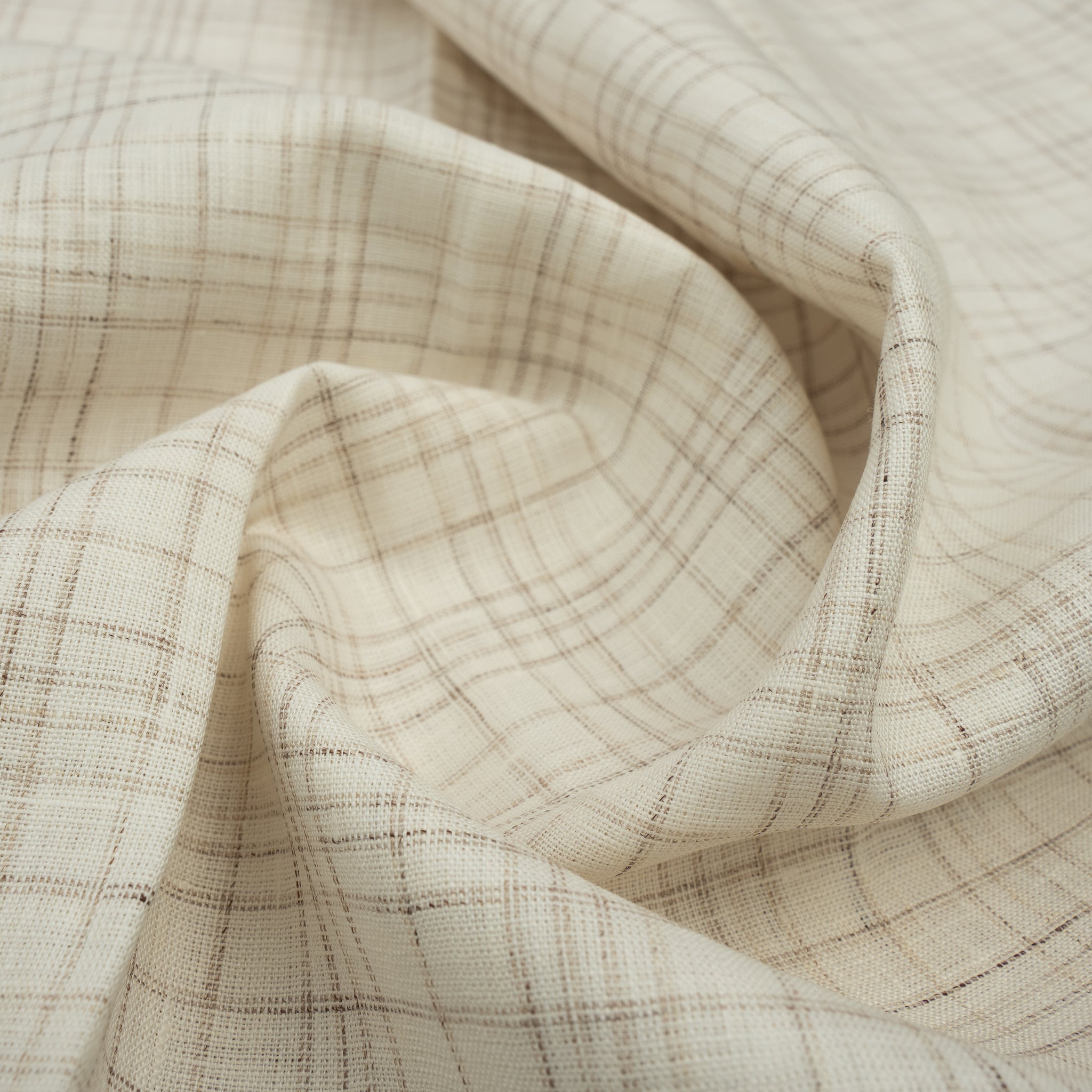 100% Linen, Yarn Dyed, Plain,Off White And Brown, Men And Women, Unstitched Shirting Or Top Fabric