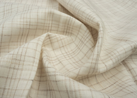 100% Linen, Yarn Dyed, Plain,Off White And Brown, Men And Women, Unstitched Shirting Or Top Fabric