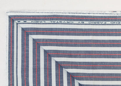 Linen Cotton Blend, Yarn Dyed, Plain,Red And Blue And White R797, Men And Women, Unstitched Shirting Or Top Fabric