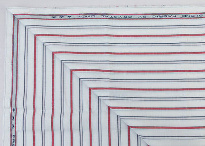 Linen Cotton Blend, Yarn Dyed, Plain,Red And Blue And White R794, Men And Women, Unstitched Shirting Or Top Fabric