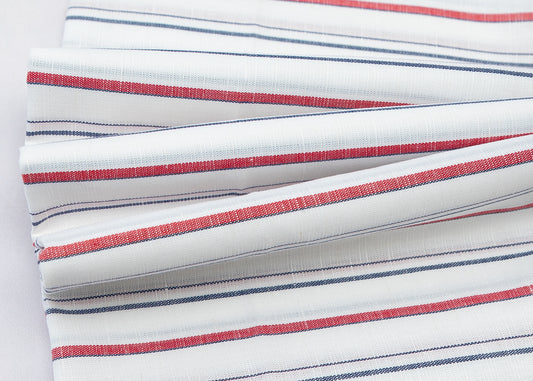 Linen Cotton Blend, Yarn Dyed, Plain,Red And Blue And White R794, Men And Women, Unstitched Shirting Or Top Fabric