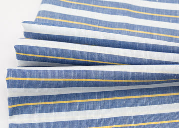 White & Blue,Yellow Stripe Fabric