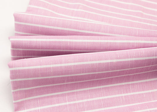 Linen Cotton Blend, Yarn Dyed, Plain,Pink And White, Men And Women, Unstitched Shirting Or Top Fabric