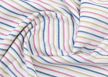 Light Brown, Blue,Red And White Stripe Fabric