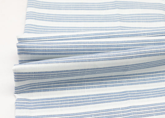Linen Cotton Blend, Yarn Dyed, Plain,Blue And White R790, Men And Women, Unstitched Shirting Or Top Fabric