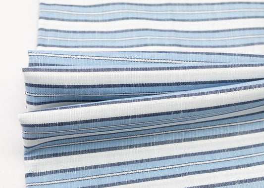 Linen Cotton Blend, Yarn Dyed, Plain,Blue And White R792, Men And Women, Unstitched Shirting Or Top Fabric