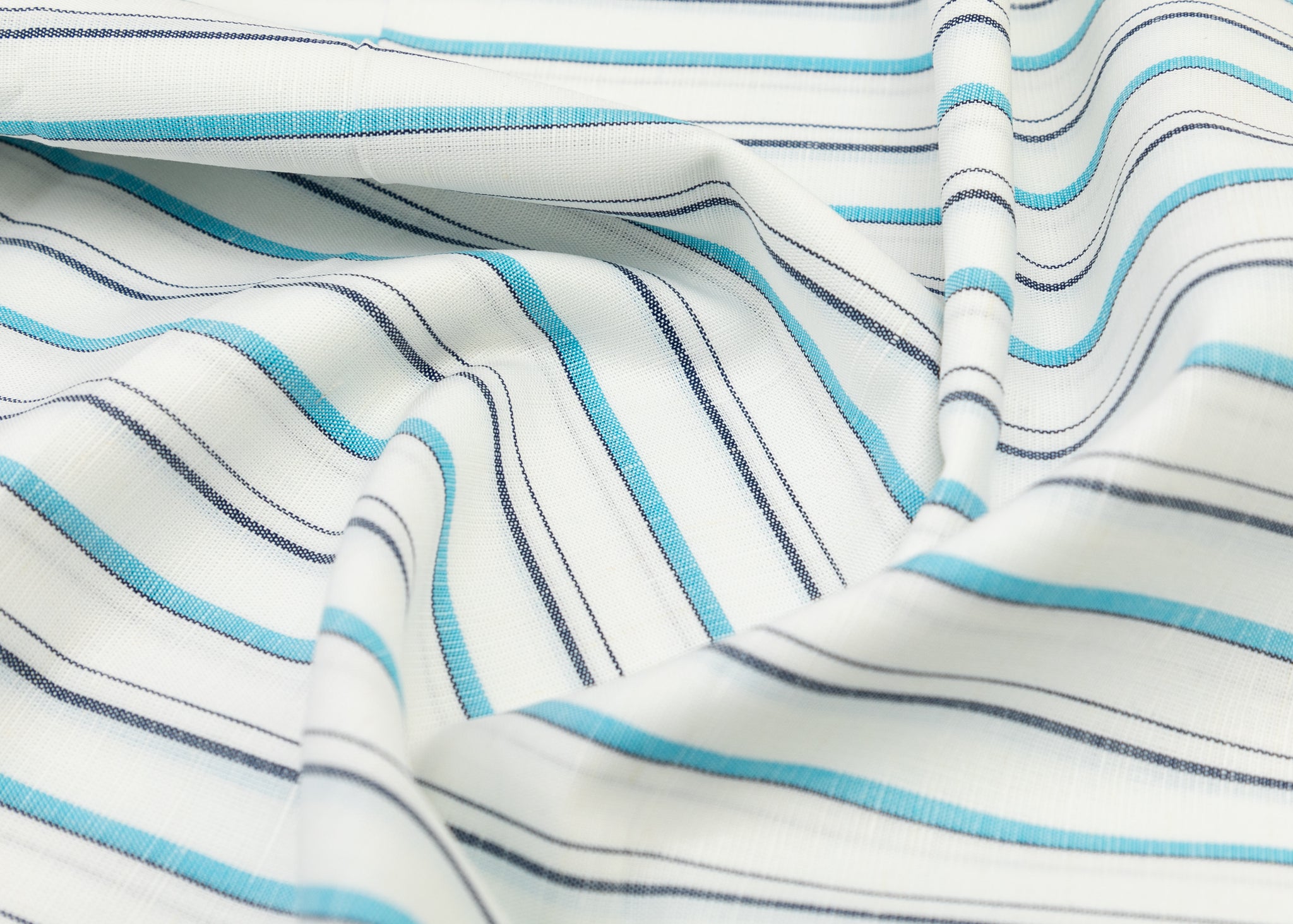 Linen Cotton Blend, Yarn Dyed, Plain,White And Blue And Turq, Men And Women, Unstitched Shirting Or Top Fabric