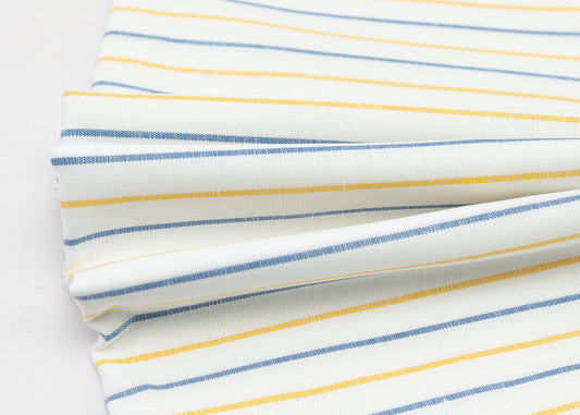 White & Blue,Yellow Stripe Fabric