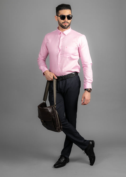 Linen Cotton Blend,Piece Dyed,Plain, Full Sleeves,Semi Slim Fit,Light Pink, Men,Shirt