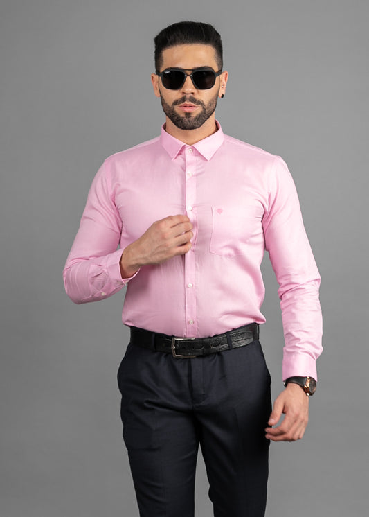 Linen Cotton Blend,Piece Dyed,Plain, Full Sleeves,Semi Slim Fit,Light Pink, Men,Shirt