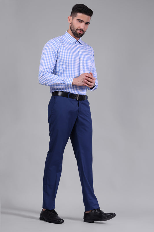 100% Cotton, Yarn Dyed, Plain, Full Sleeves,Semi Slim Fit,Blue And White Cotton, Men,Shirt