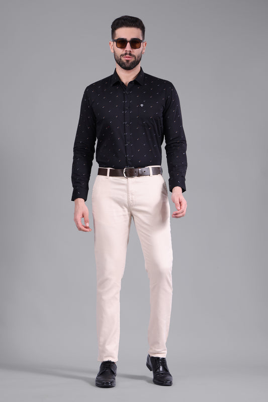 100% Cotton,  Yarn Dyed, Plain, Full Sleeves,Semi Slim Fit,Black, Men,Shirt