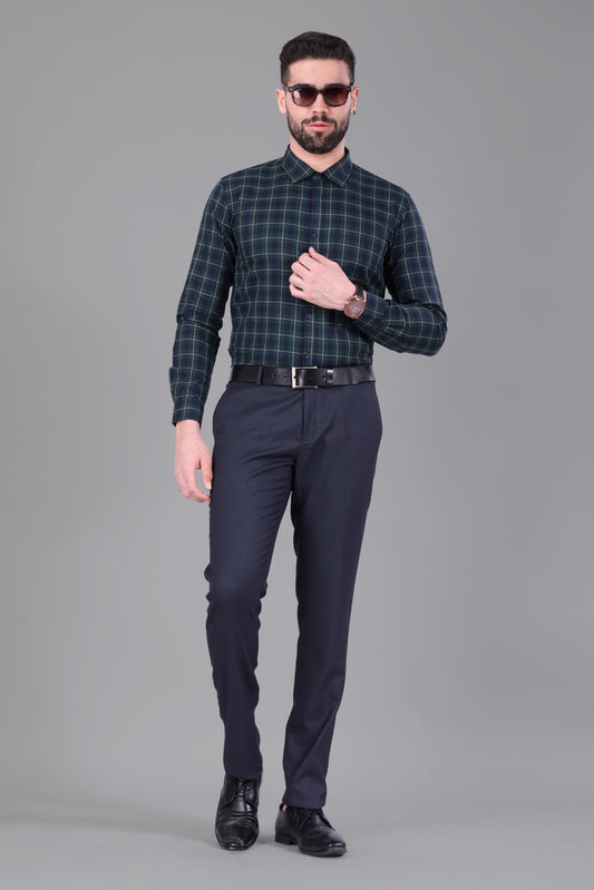 100% Cotton,  Yarn Dyed, Plain, Full Sleeves,Semi Slim Fit,Dark Green And Blue, Men,Shirt