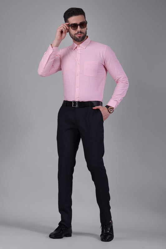 100% Cotton,  Yarn Dyed, Dobby, Full Sleeves,Semi Slim Fit,Baby Pink, Men,Shirt