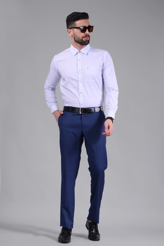 100% Cotton, Yarn Dyed, Plain, Full Sleeves,Semi Slim Fit,Checked White & Blue Cotton, Men,Shirt